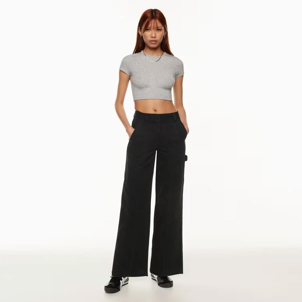 Aritzia Sunday Best Black Hammer Loop Straight Leg Carpenter Pants size 4